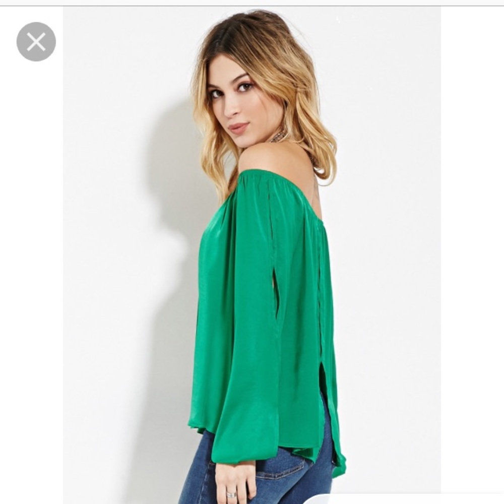 Forever 21 green off the shoulder blouse